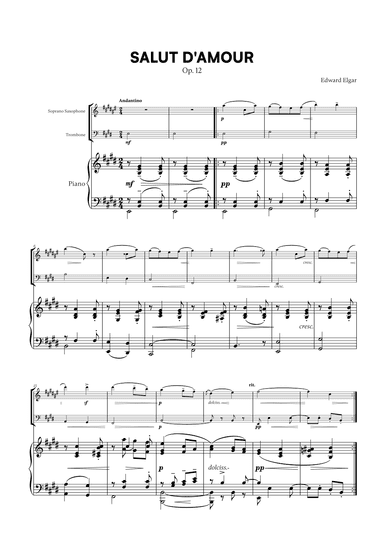 Edward Elgar - Salut d'Amour for Soprano Saxophone, Trombone and Piano (arr. Cadenza Editions)