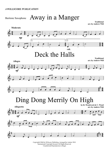 Christmas Carol Selections - Baritone Saxophone (arr. Willscore Publishing)
