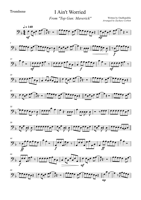 I Ain't Worried (arr. Zachary Corbett)