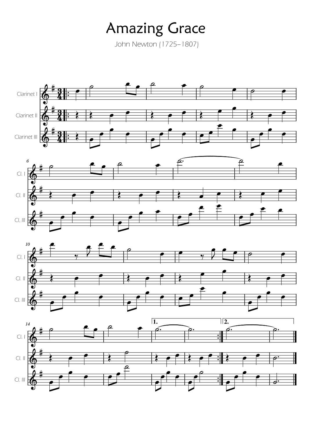 Amazing Grace - Clarinet Trio (arr. Ygor Nunes)