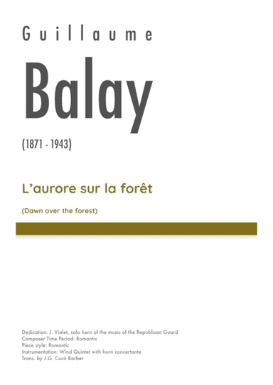 Balay - L'Aurore sur la forêt (Dawn over the forest) (arr. J.G. Cucó Barber)