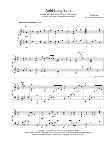 Auld Lang Syne, piano solo (arr. Christine Brown)