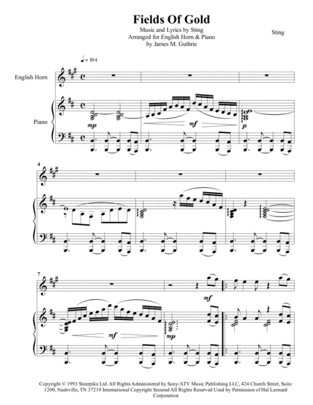Fields Of Gold (arr. James M. Guthrie)