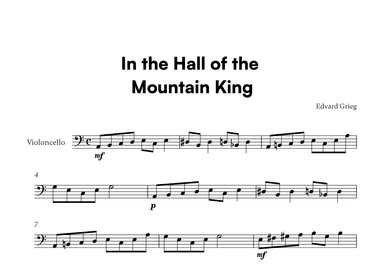 Edvard Grieg - In the Hall of the Mountain King (for Cello Solo) (arr. Cadenza Editions)