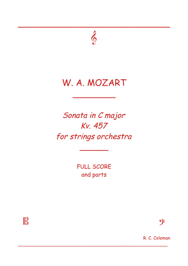 Mozart Sonata kv. 457 for String orchestra (arr. R. C. Coleman)