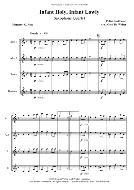 Infant Holy, Infant Lowly (arr. Gert Th. Walter)