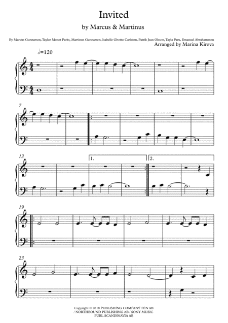 Invited (arr. Arranged by Marina Kirova)