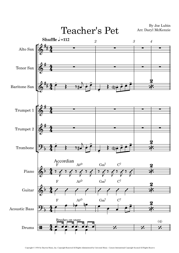 Teacher's Pet (arr. Daryl McKenzie)