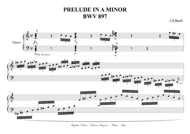 PRELUDE IN A MINOR - BWV 897 - Arr. for Organ with pedal suggestion (arr. Renato Tagliabue)