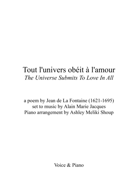 Tout l'univers obéit à l'amour (La Fontaine)