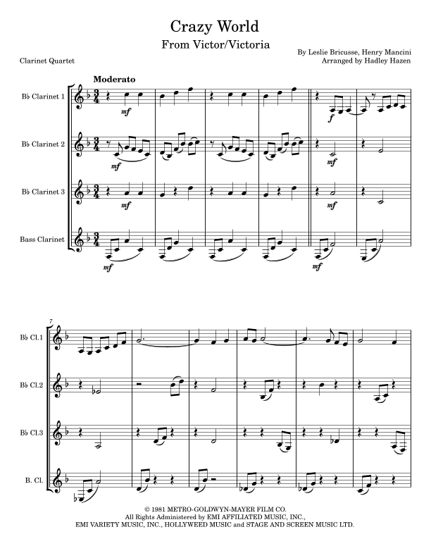 Crazy World (arr. Hadley Hazen)