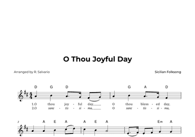 O Thou Joyful Day (Key of D Major) (arr. R. Salvario)