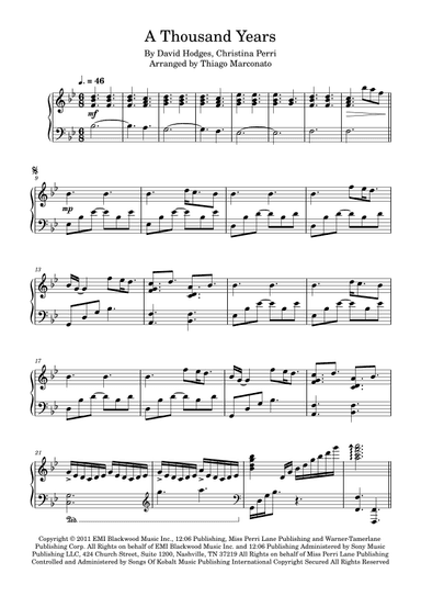 A Thousand Years (arr. Thiago Marconato)