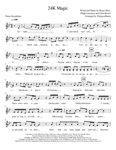 24K Magic (arr. JNguyenSheets)