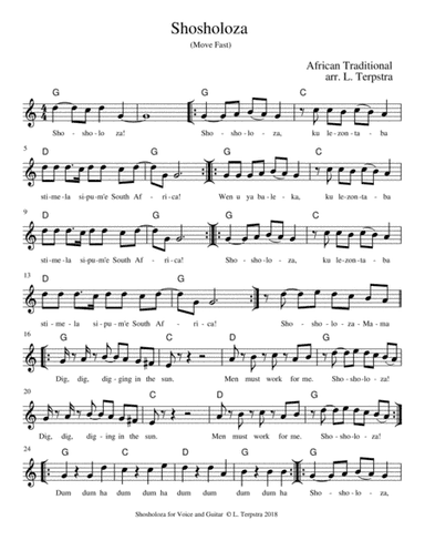 Shosholoza (Move Fast) (arr. L. Terpstra)