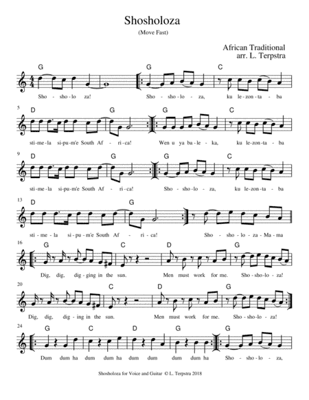 Shosholoza (Move Fast) (arr. L. Terpstra)