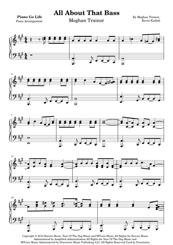 All About That Bass (arr. Piano Go Life)