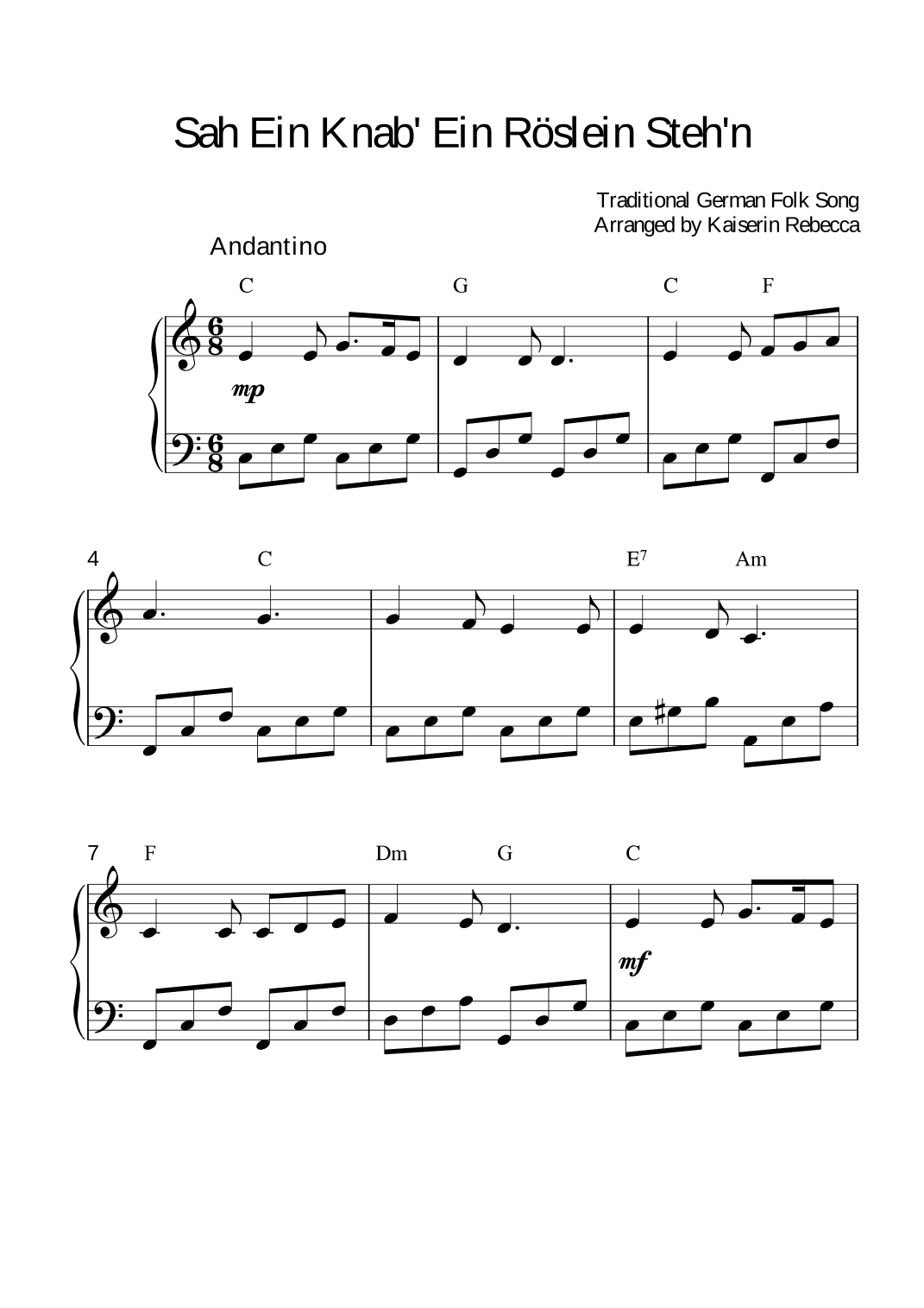 Sah Ein Knab' Ein Röslein Steh'n (arr. Kaiserin Rebecca)
