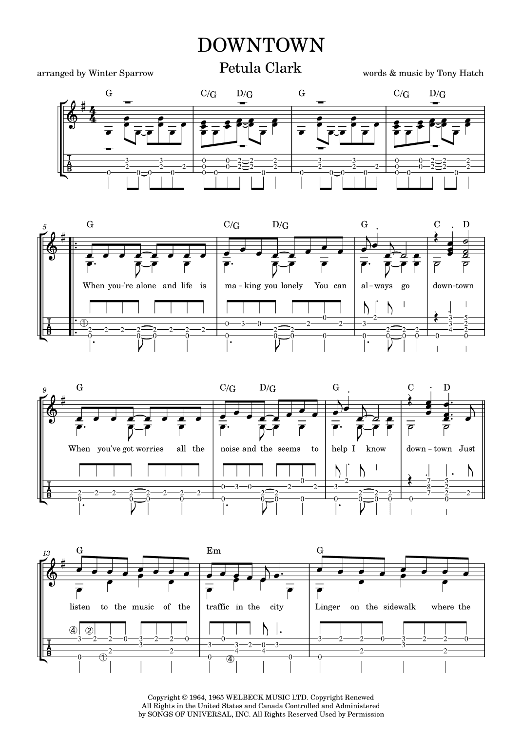 Downtown (arr. Winter Sparrow)