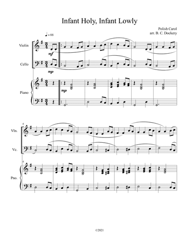 Infant Holy, Infant Lowly (Violin and Cello Duet with Piano Accompaniment) (arr. B. C. Dockery)