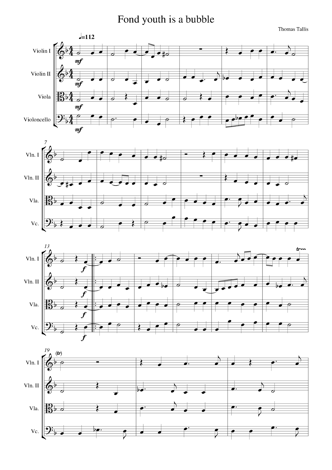 Fond youth is a bubble (arr. Alex Tinlin)