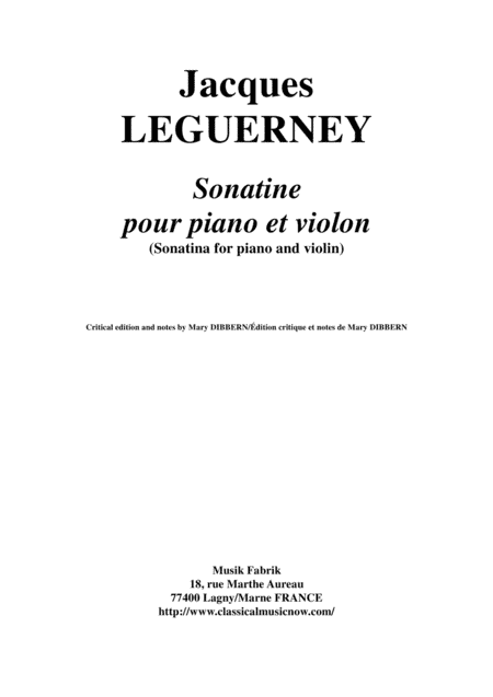 Jacques Leguerney: Sonatine for piano and violin