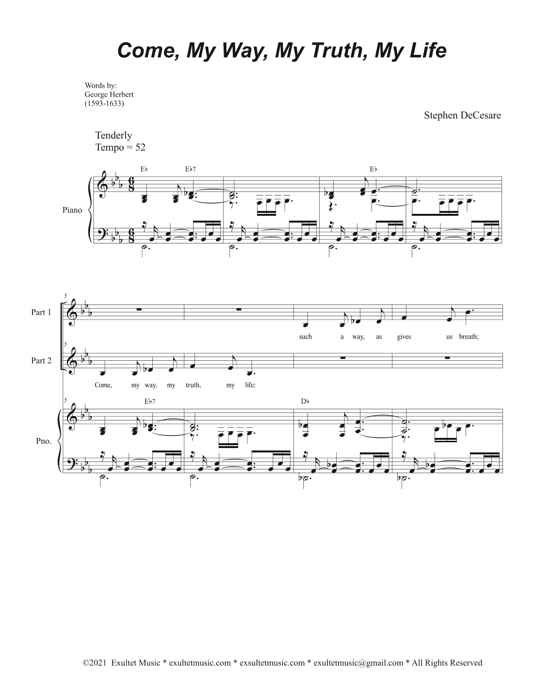 Come, My Way, My Truth, My Life (The Call) (2-part choir)