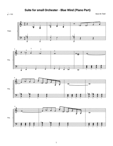 Suite for Small Orchestra - Blue Wind (Piano Part)