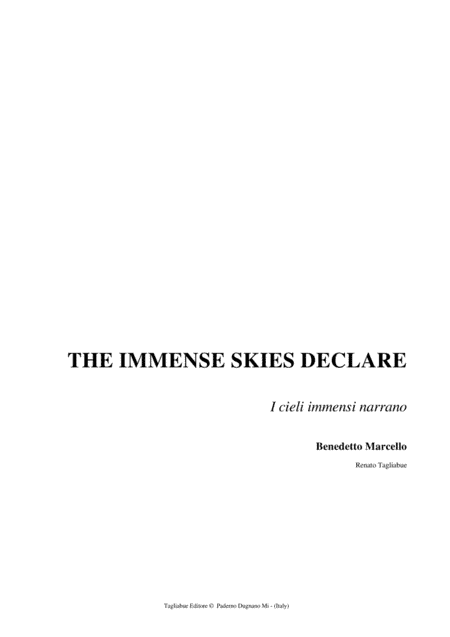 Psalm 19 - THE IMMENCE SKIES DECLARE - B. Marcello - For SATB Choir, 2 Tpt, 2 Tbn and Organ (arr. Renato Tagliabue)
