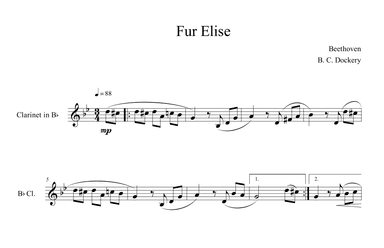 Fur Elise (Clarinet Solo) (arr. B. C. Dockery)