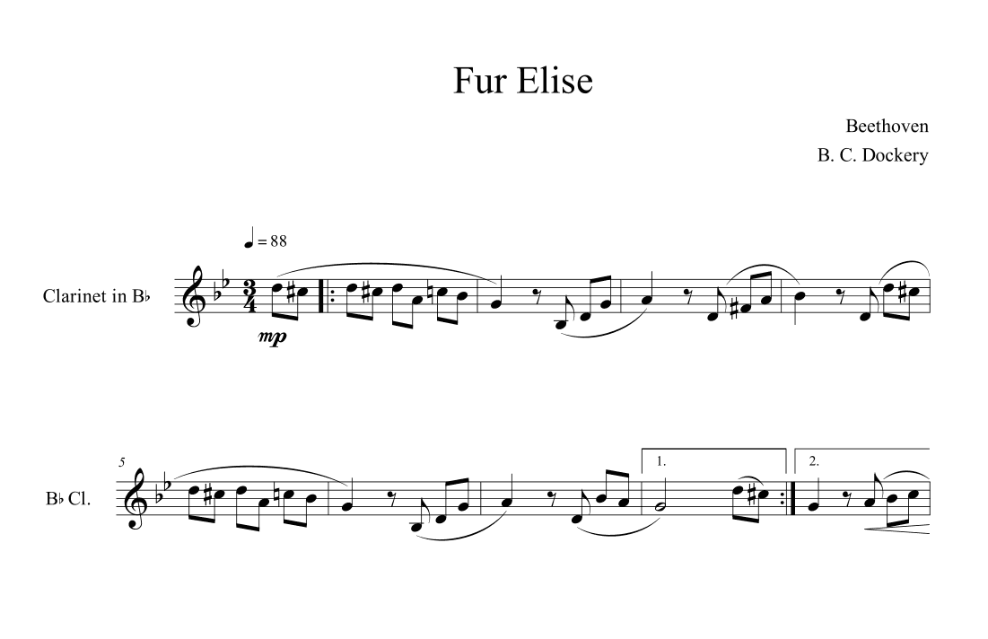 Fur Elise (Clarinet Solo) (arr. B. C. Dockery)