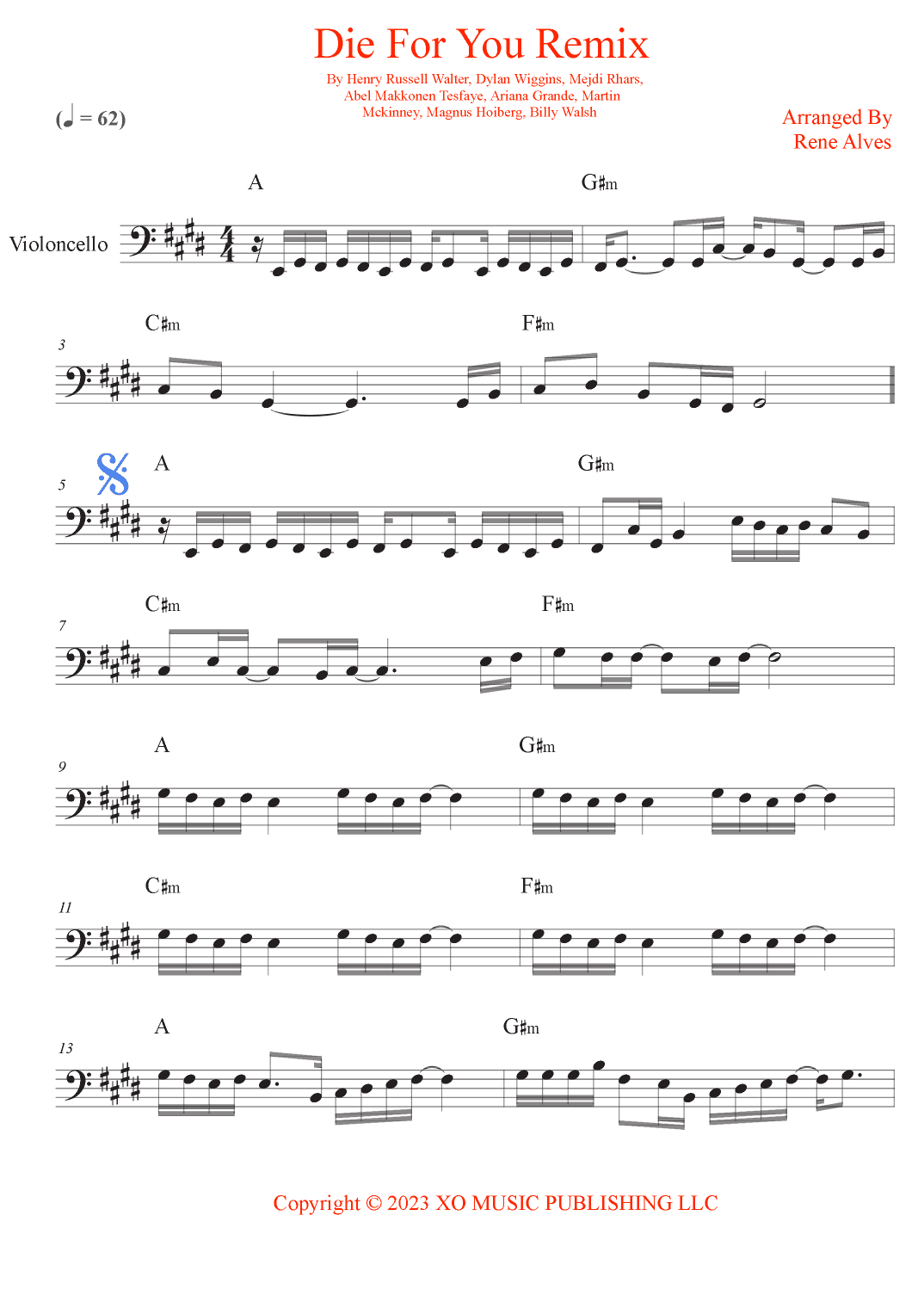 Die For You Remix (arr. Rene Alves)