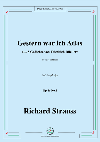 Richard Strauss-Gestern war ich Atlas,in C sharp Major,Op.46 No.2 (arr. OSM Press)