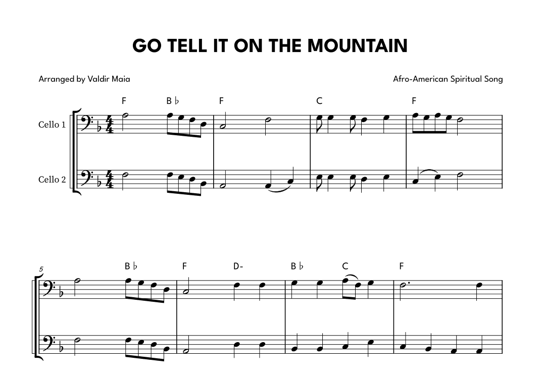 Go Tell It On The Mountain - Cello Duet (arr. Valdir Maia)