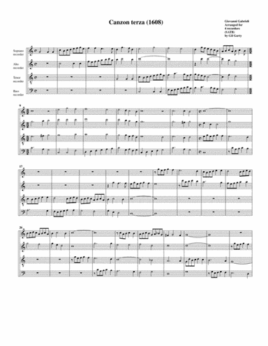 Canzon no.3 a4 (1608) (arrangement for 4 recorders) (arr. Gil Garty)
