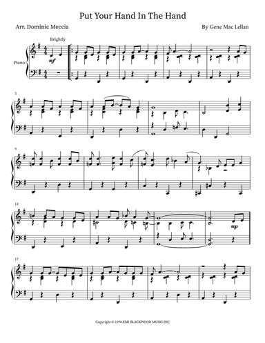 Put Your Hand In The Hand (arr. Dominic Meccia)