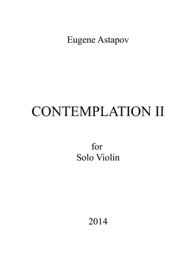 Contemplation II for solo violin