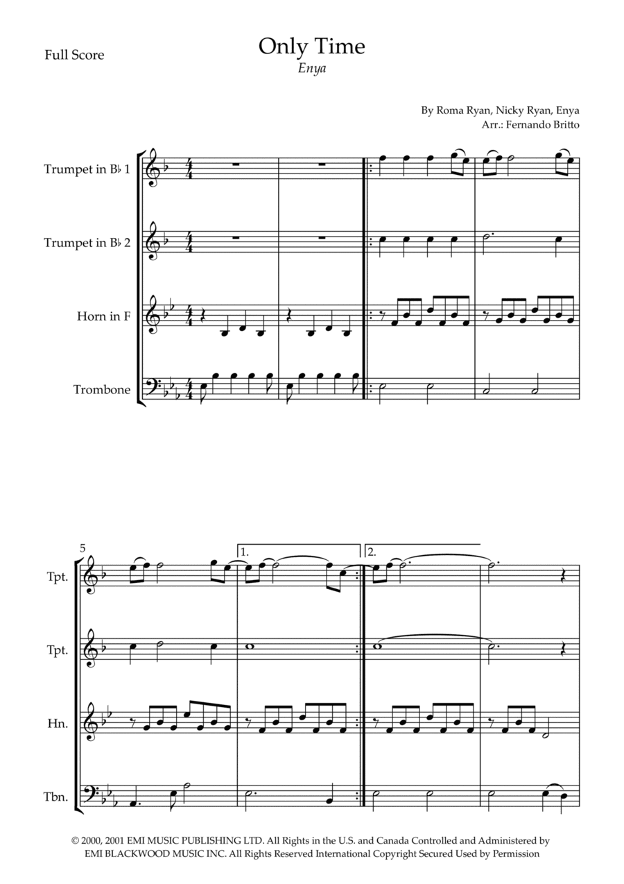 Only Time (arr. Fernando Britto)