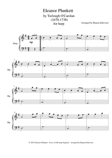 Eleanor Plunkett - folk harp or lever harp beginner (arr. Regina Ederveen)