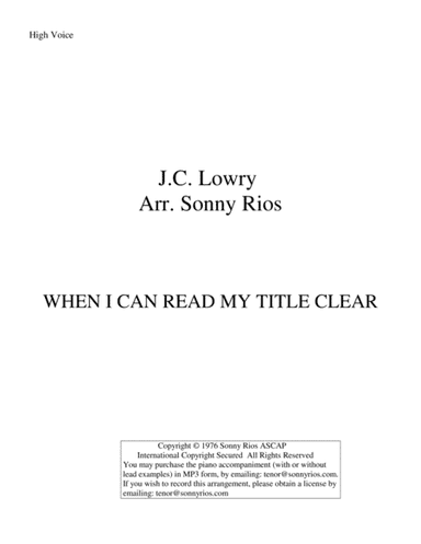 WHEN I CAN READ MY TITLE CLEAR (arr. Sonny Rios)