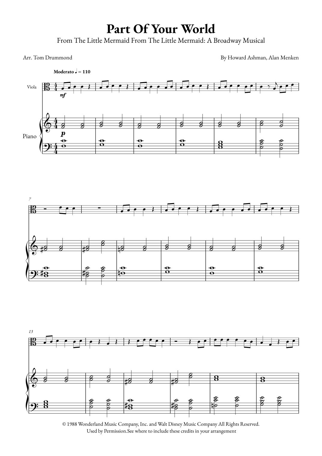 Part Of Your World (arr. Tom Drummond)