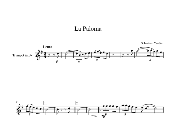 La Paloma - Sebastian Yradier (Trumpet) (arr. Digital Book Music)