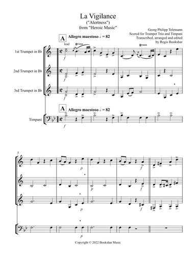 La Vigilance (from "Heroic Music") (Bb) (Trumpet Trio, Timpani) (arr. Regis Bookshar)