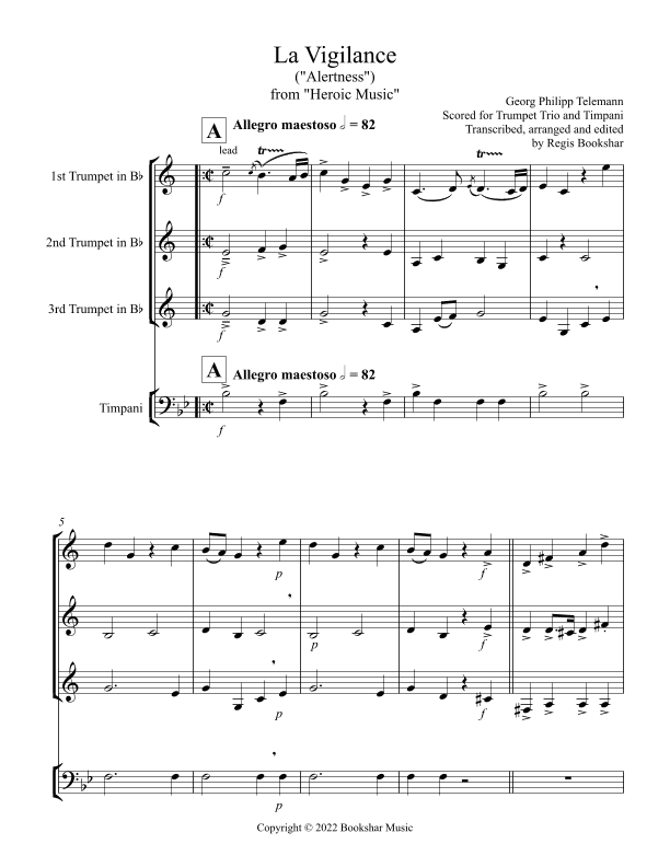 La Vigilance (from "Heroic Music") (Bb) (Trumpet Trio, Timpani) (arr. Regis Bookshar)