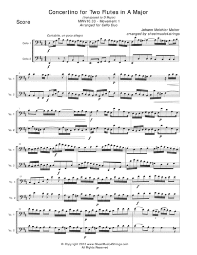 Molter, J. - Concertino (Mvt. 1) for Two Cellos (arr. Linda M. Scott)