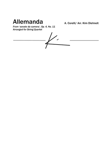 Corelli: Allemanda (Arr. Diehnelt, for String Quartet) (arr. Kim Diehnelt)