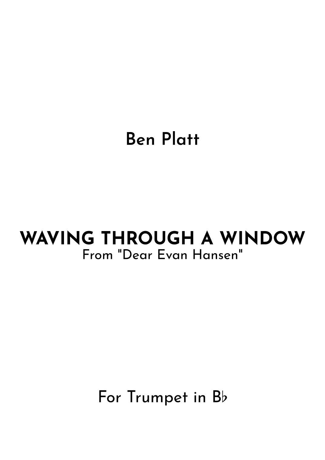 Waving Through A Window (arr. Jireh J.)