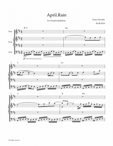 April Rain (for harp,cello and flute)