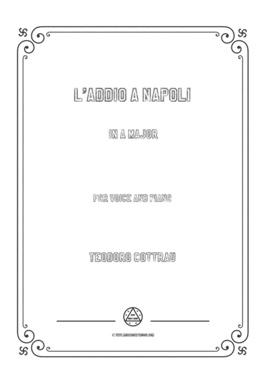 Cottrau-L'addio a Napoli in A Major,for voice and piano (arr. MSM)
