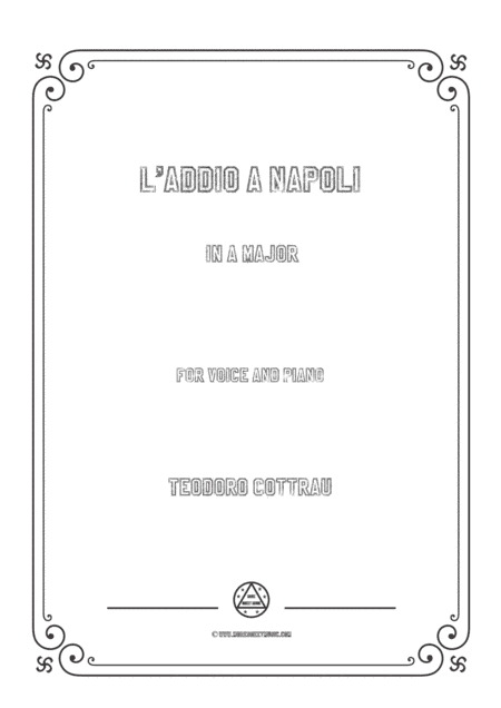 Cottrau-L'addio a Napoli in A Major,for voice and piano (arr. MSM)